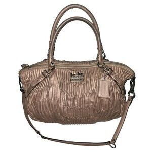 Coach 1941 Madison Gathered Leather Metallic Beige Sophia Satchel Shoulder Bag